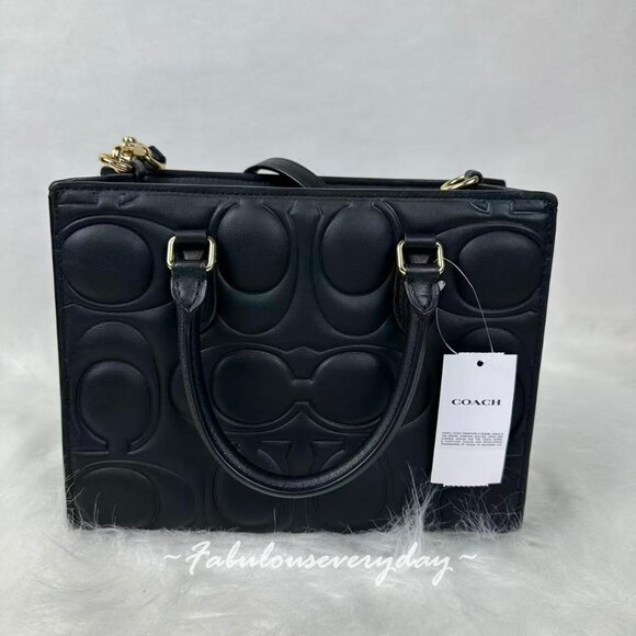 Coach Maggie Small Tote Bag In Signature Leather in Black CY670 - Picture 3 of 9